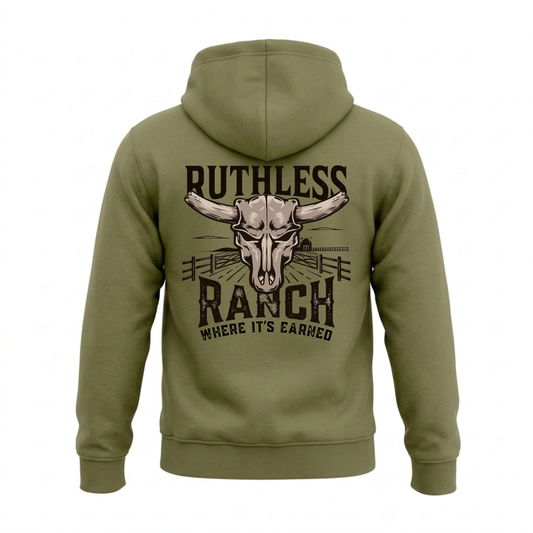 COTTON OUATÉ À CAPUCHON RUTHLESS RANCH | Vert armée