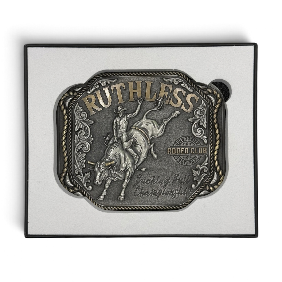 BUCKING BULL BELT BUCKLE | Antique Silver/Copper
