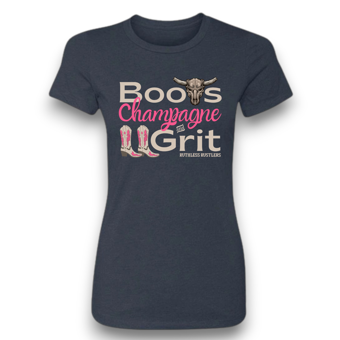 Ruthless Rustlers Boots Champagne & Grit Women T-Shirt