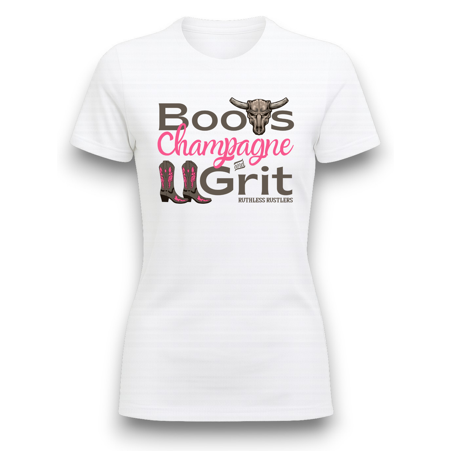 Ruthless Rustlers Boots Champagne & Grit Women T-Shirt