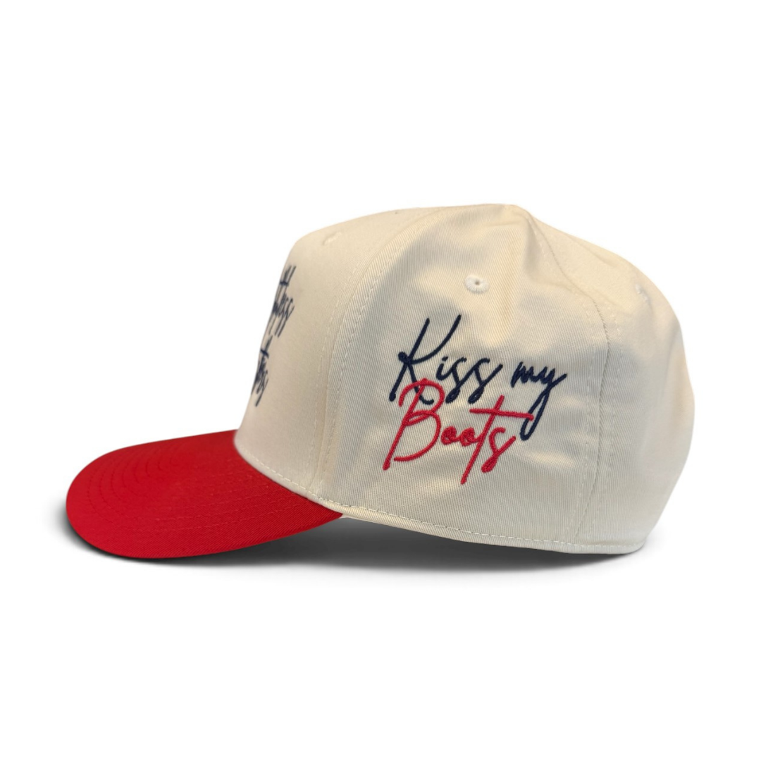 KISS MY BOOTS COMBO CAP | Beige/Red/Blue