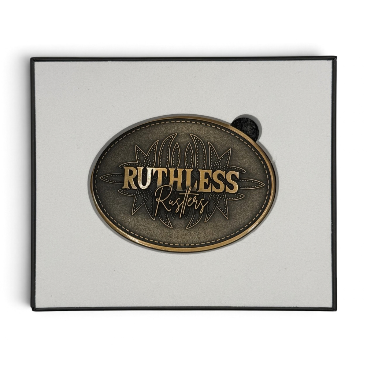 STITCHED WESTERN BELT BUCKLE | Antique Gold