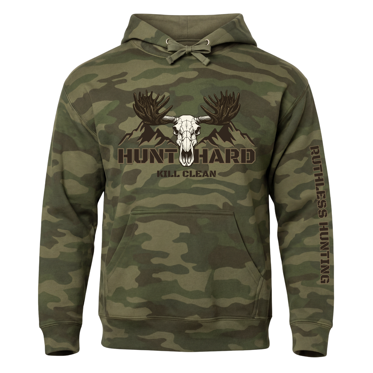 HUNT HARD HOODIE | Green Camo