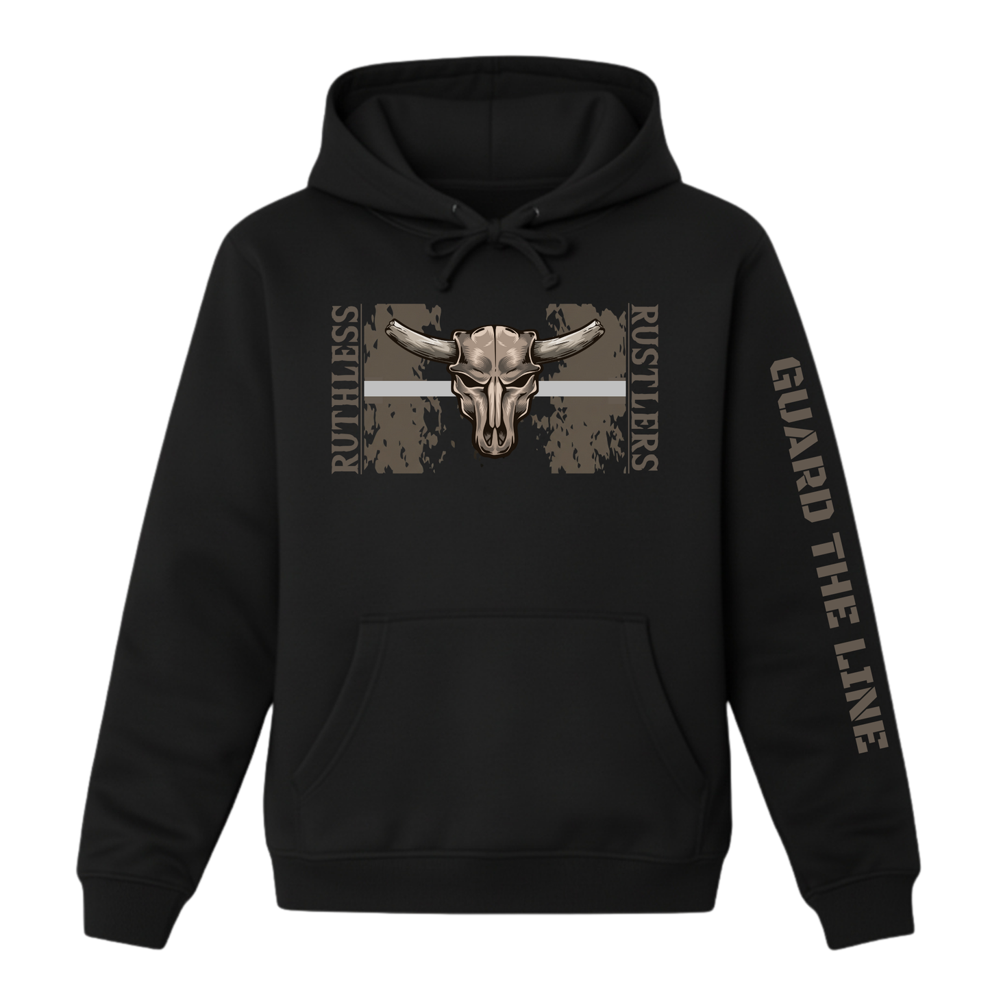 Hoodie Ruthless Rustlers Guard The Line Canada | Noir
