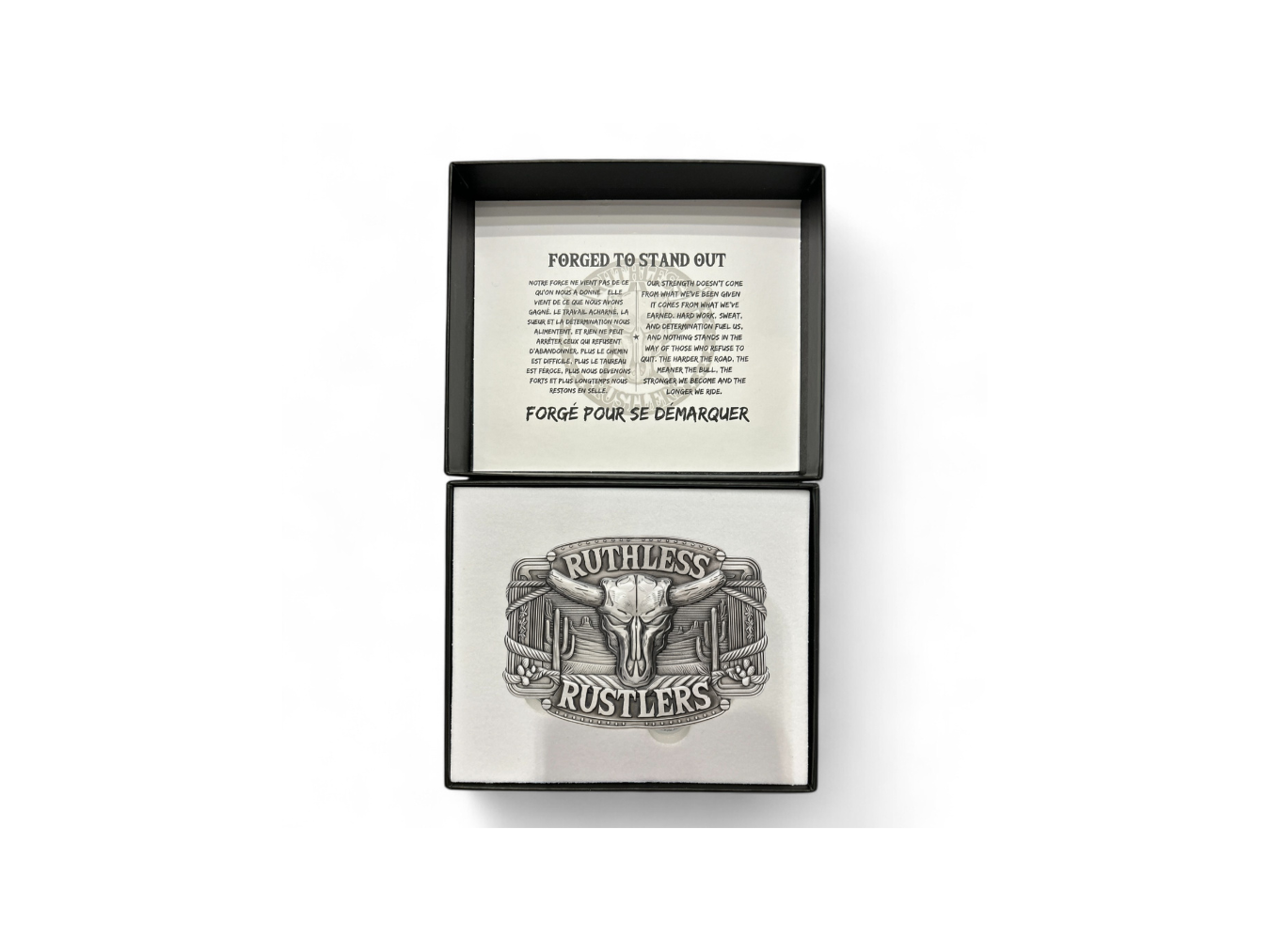 Ruthless Rustlers RR Frontier Belt Buckle | Antique Silver