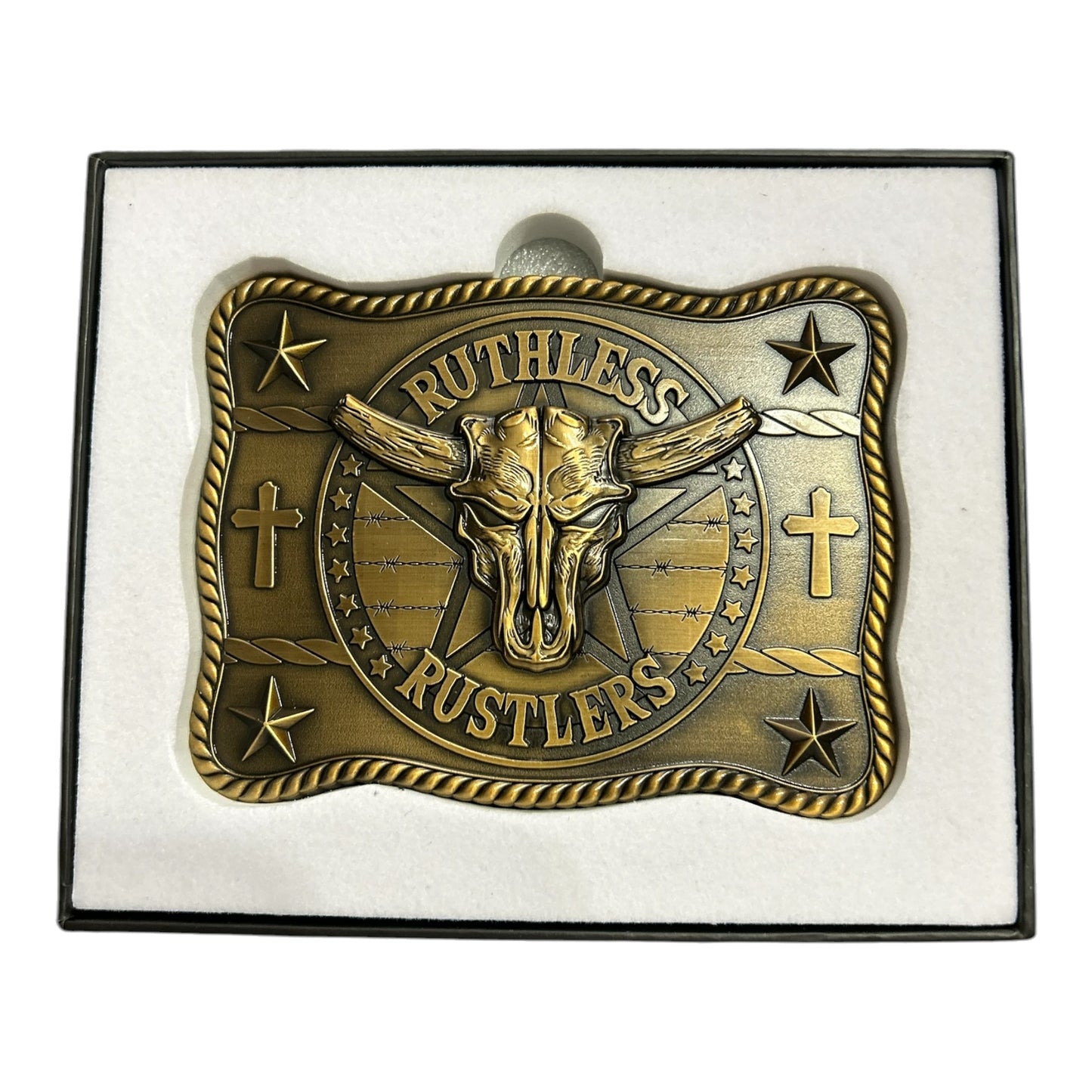 Ruthless Rustlers Marshal Belt Buckle | Antique Gold