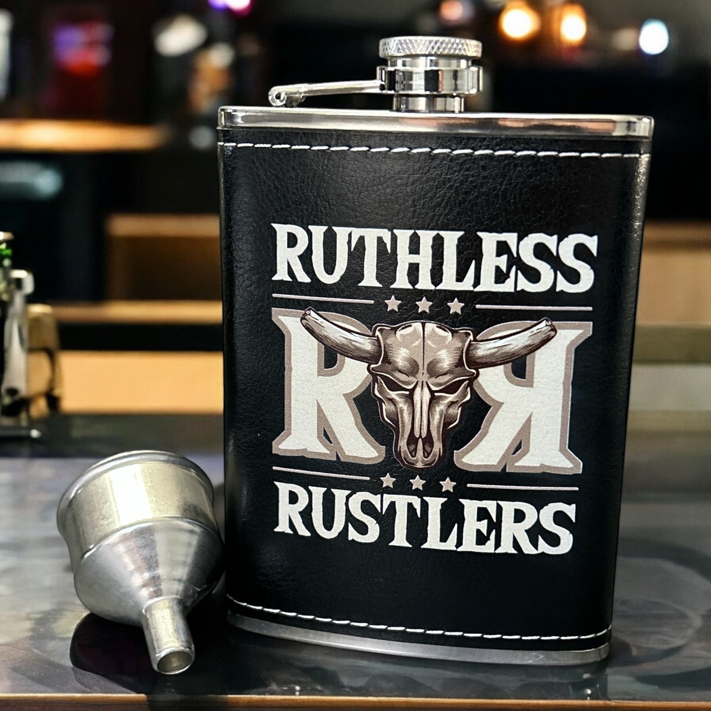 Ruthless Rustlers Hip Flask Set | Black