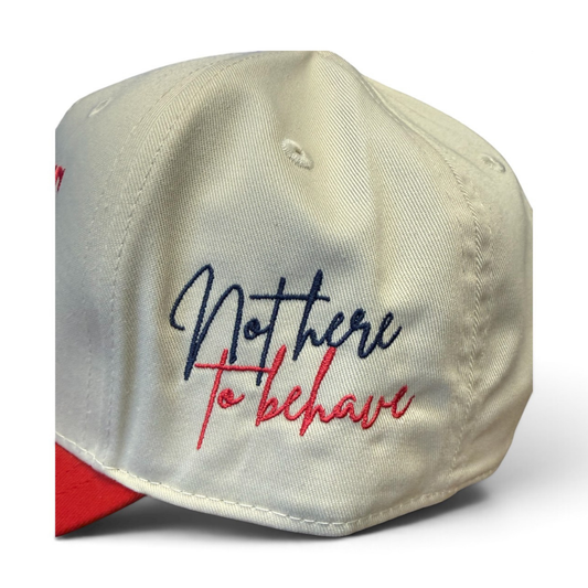 NOT HERE TO BEHAVE COMBO CAP | Beige/Red/Blue