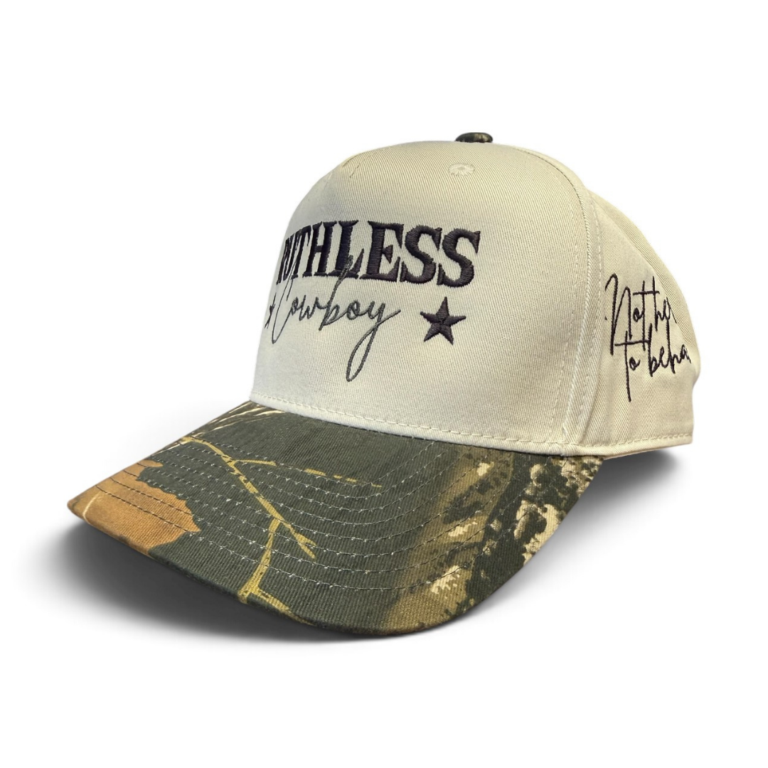 NOT HERE TO BEHAVE COMBO CAP | Beige/Wood Camo
