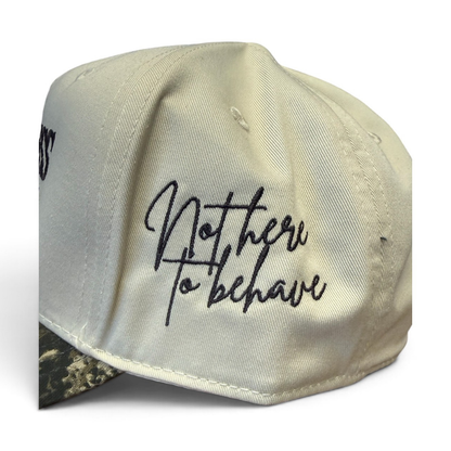 NOT HERE TO BEHAVE COMBO CAP | Beige/Wood Camo