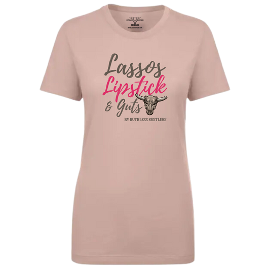 Lassos Lipstick and Guts - Women T-Shirt | Desert Pink