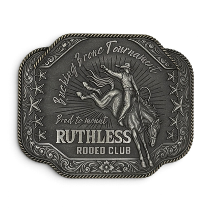 BUCKING BRONC BELT BUCKLE | Antique Silver