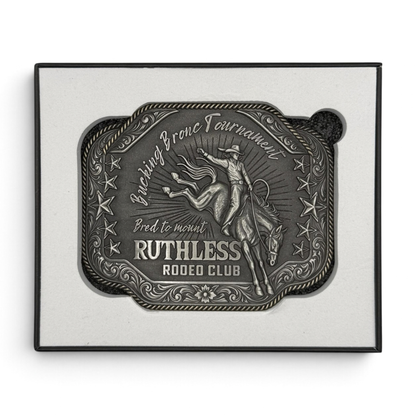 BUCKING BRONC BELT BUCKLE | Antique Silver