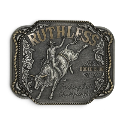 BUCKING BULL BELT BUCKLE | Antique Silver/Copper