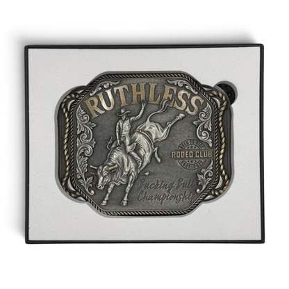 BUCKING BULL BELT BUCKLE | Antique Silver/Copper