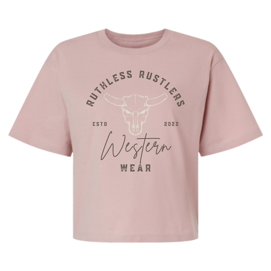 T-SHIRT BOXY WESTERN WEAR | Rose poudre