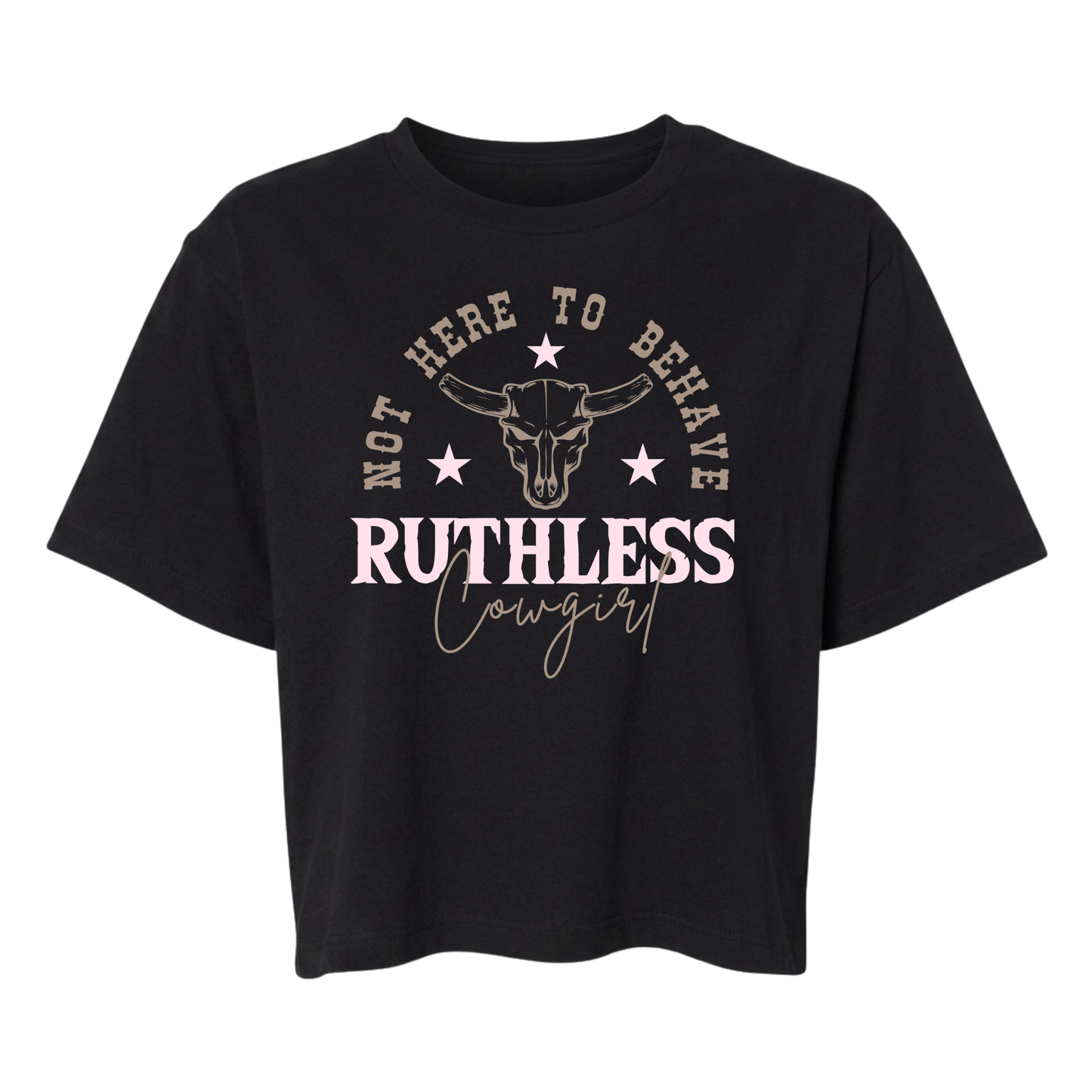 T-SHIRT BOXY NOT HERE TO BEHAVE | Noir