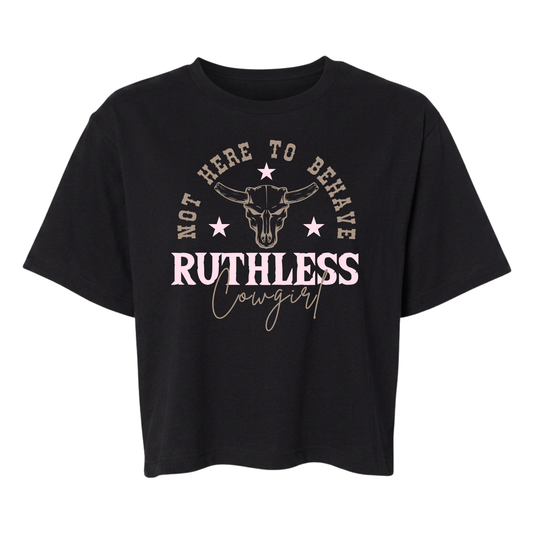 T-SHIRT BOXY NOT HERE TO BEHAVE | Noir