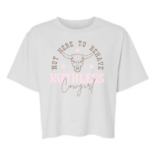 T-SHIRT BOXY NOT HERE TO BEHAVE | Blanc