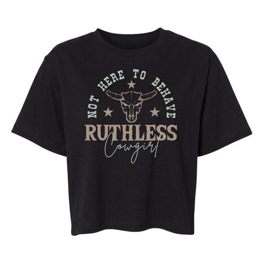 T-SHIRT BOXY NOT HERE TO BEHAVE | Noir