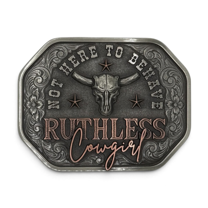 RUTHLESS COWGIRL BELT BUCKLE | Antique Silver/Copper