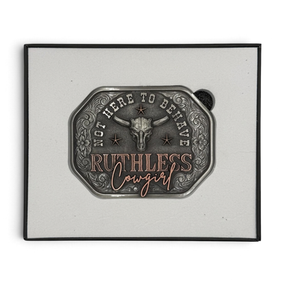 RUTHLESS COWGIRL BELT BUCKLE | Antique Silver/Copper