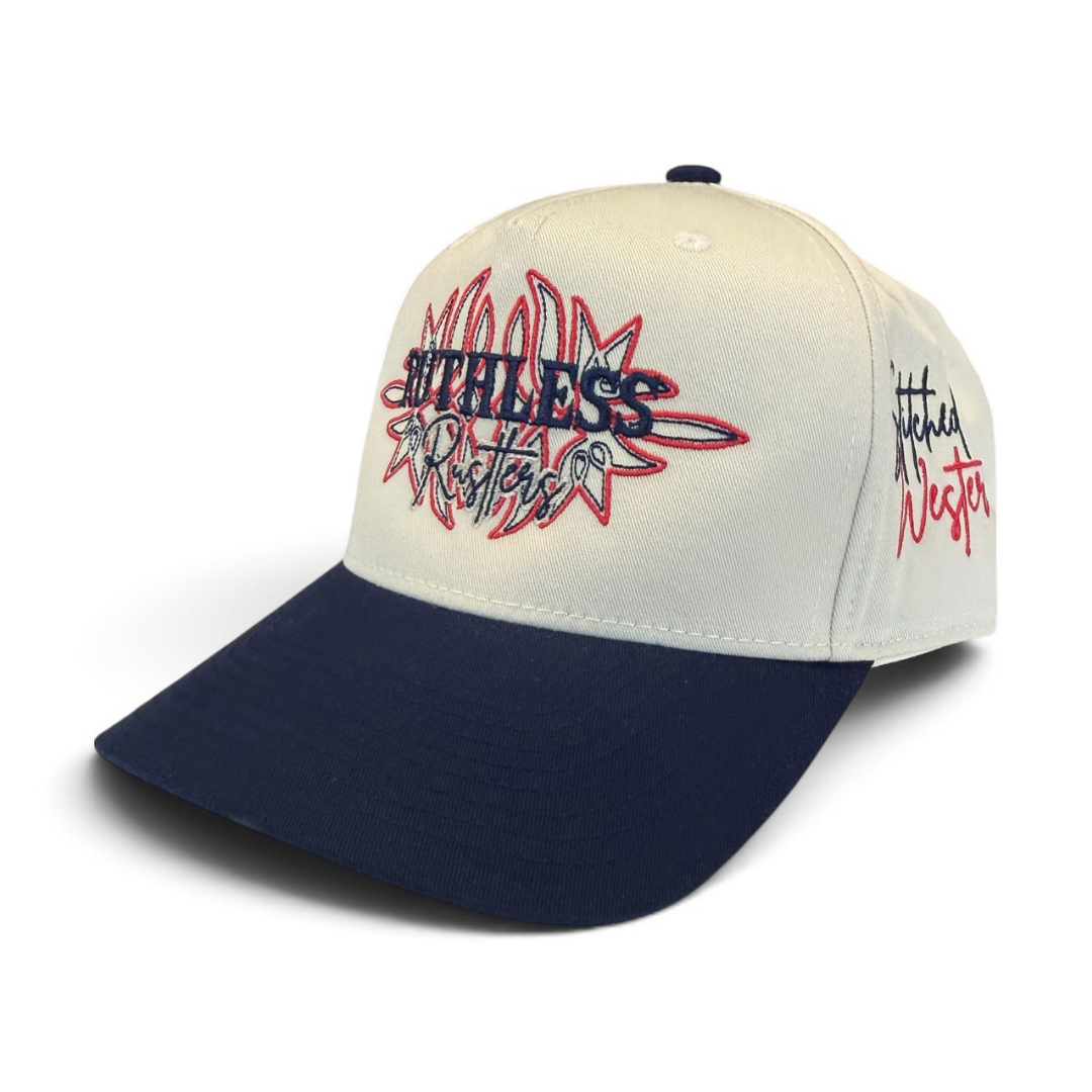 STITCHED WESTERN COMBO CAP | Beige/Blue