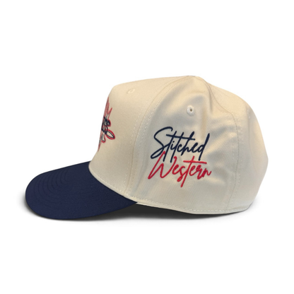 STITCHED WESTERN COMBO CAP | Beige/Blue