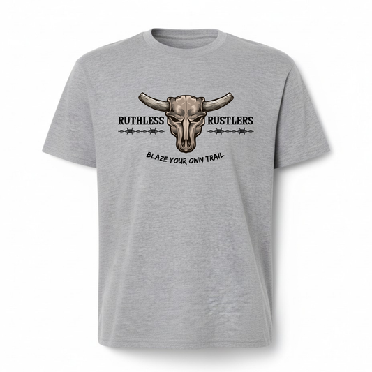 Ruthless Rustlers Barbed Wire Youth T-Shirt | Grey
