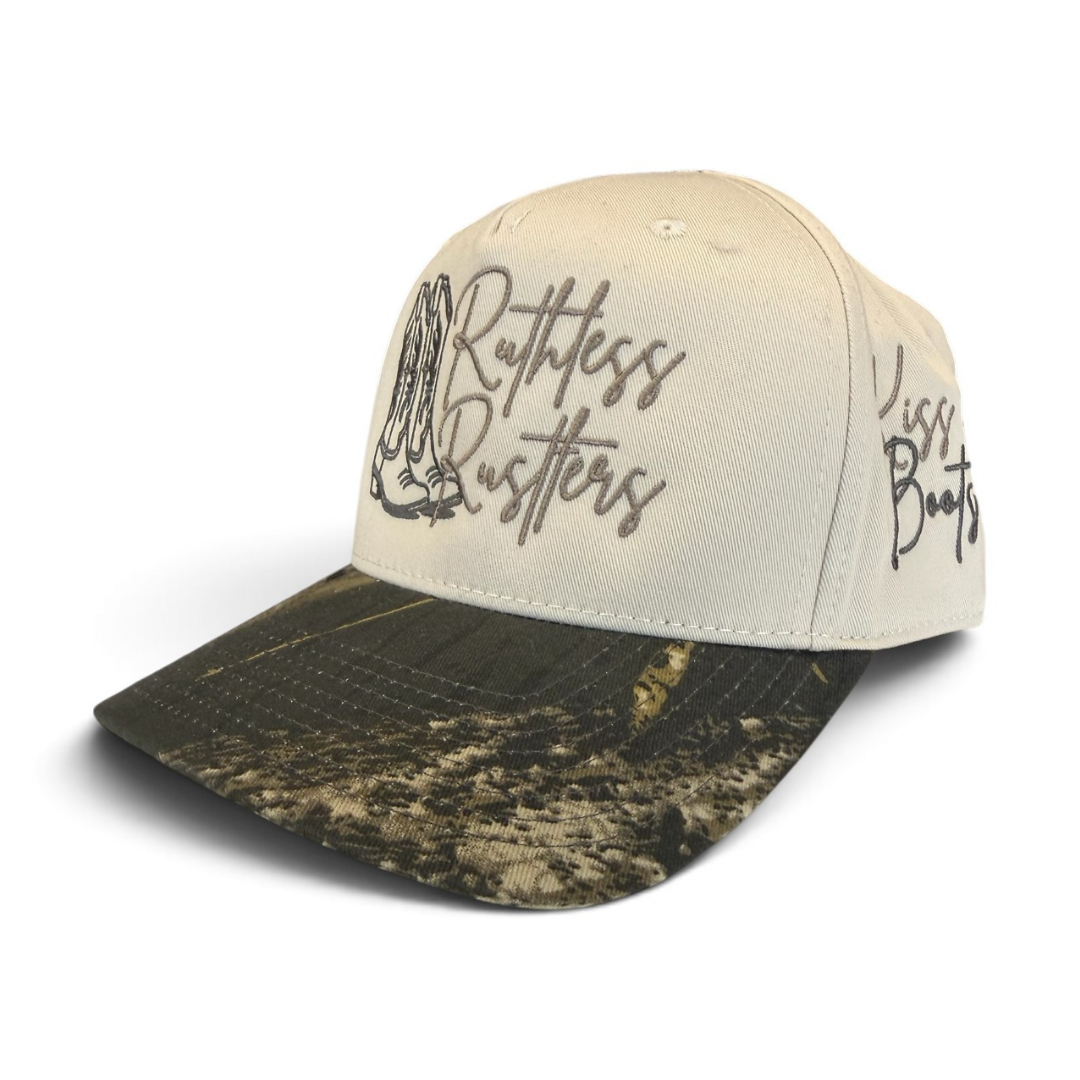 KISS MY BOOTS COMBO CAP | Beige/Wood Camo
