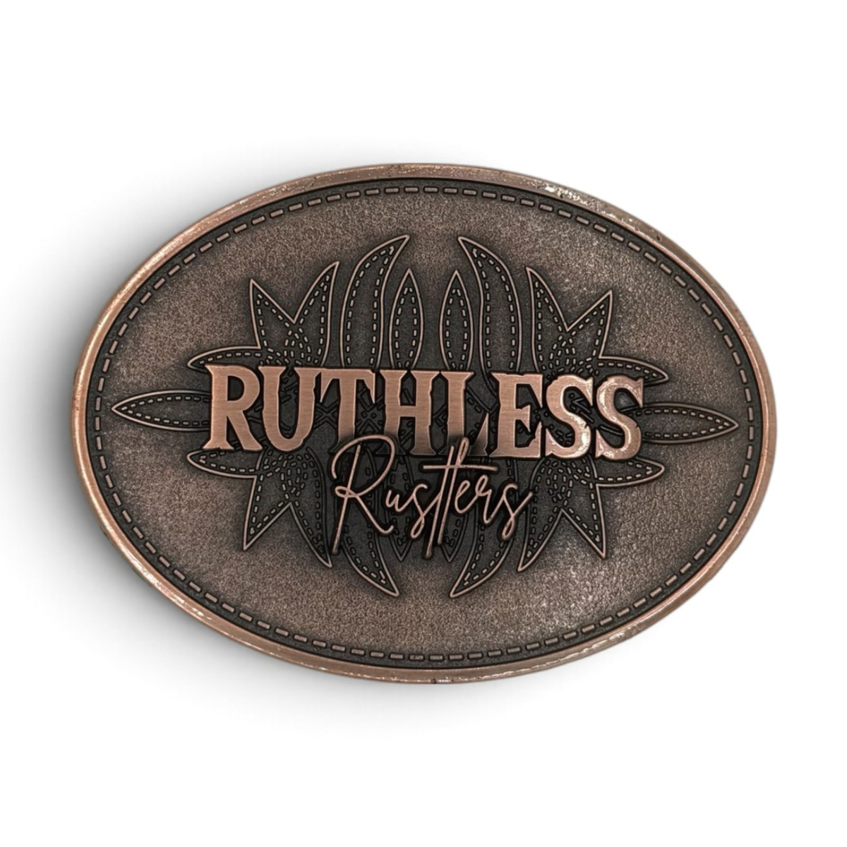 STITCHED WESTERN BELT BUCKLE | Antique Copper