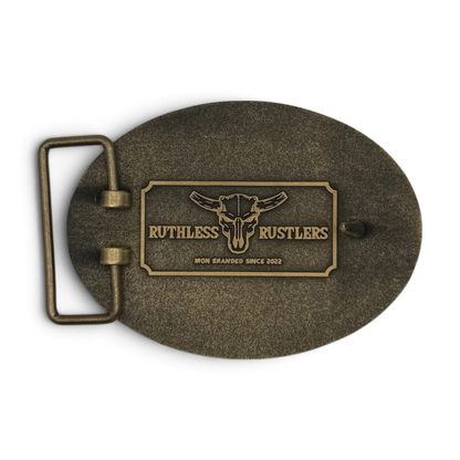 STITCHED WESTERN BELT BUCKLE | Antique Gold