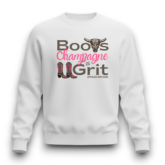 Ruthless Rustlers Boots Champagne & Grit Crewneck