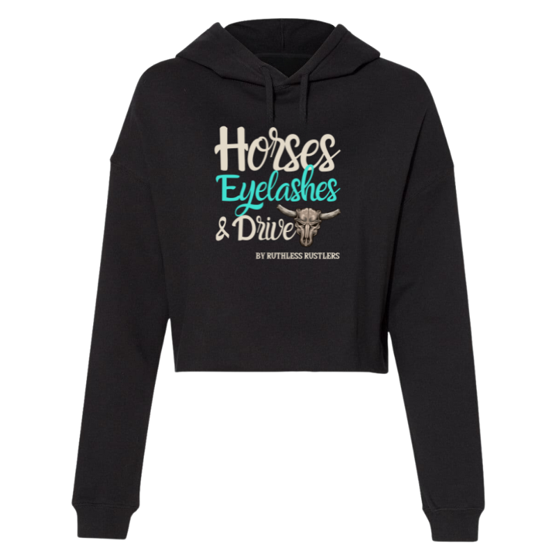 Horses Eyelashes & Drive Cropped Hoodie | Black