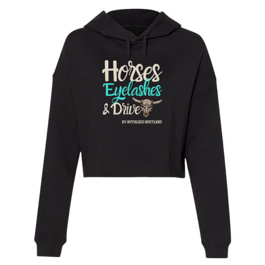 Horses Eyelashes & Drive Cropped Hoodie | Black