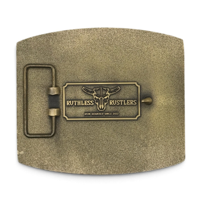 RR LIVESTOCK CO. BELT BUCKLE | Antique Gold