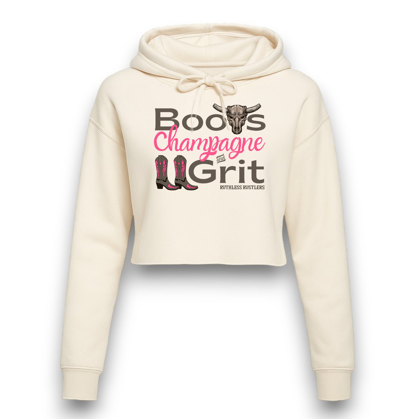 Ruthless Rustlers Boots Champagne & Grit Cropped Hoodie