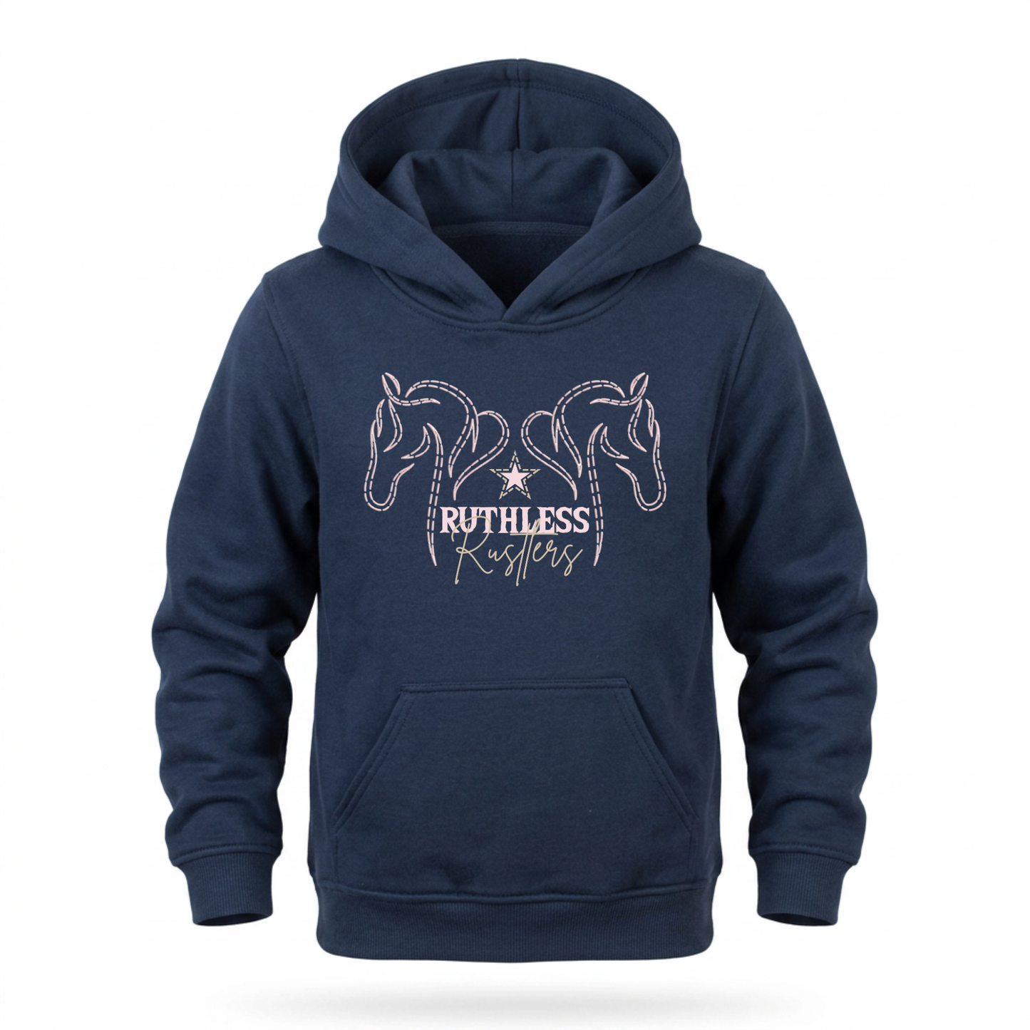STITCHED STALLIONS KIDS HOODIE | Storm Blue