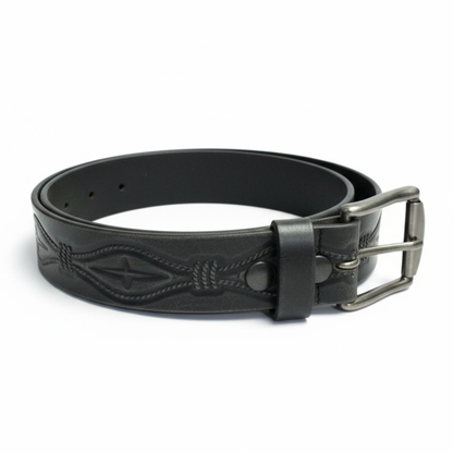 Ruthless Rustlers Barbed Wire Belt | Embossed Black