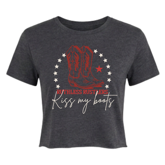 KISS MY BOOTS FESTIVAL CROP | Charcoal