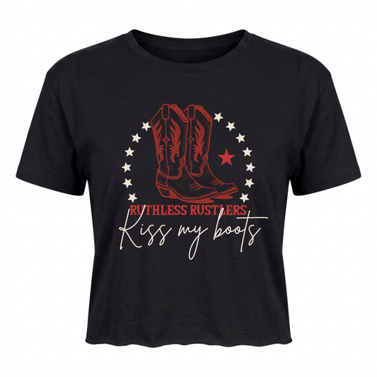 KISS MY BOOTS FESTIVAL CROP | Black