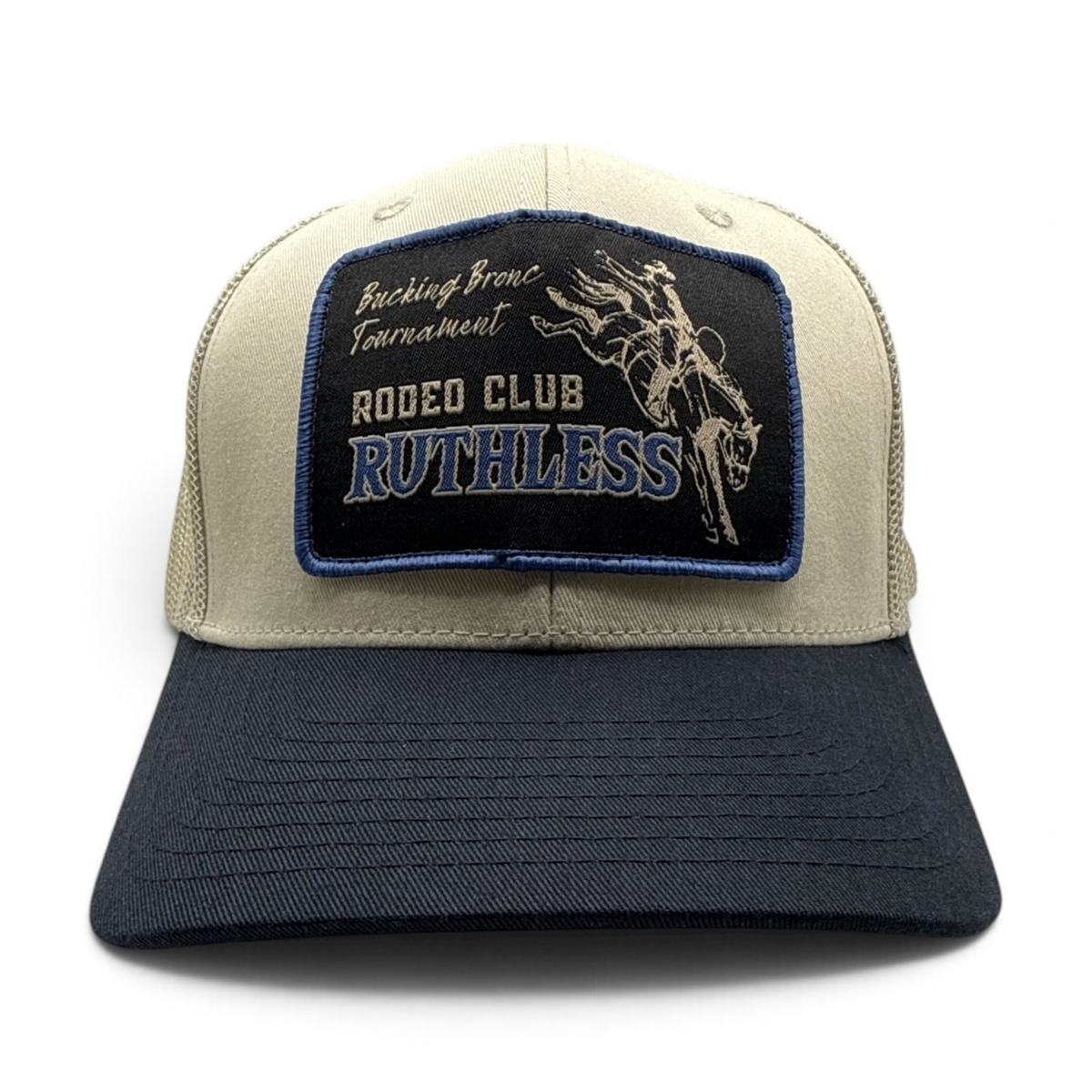 BUCKING BRONC TRUCKER CAP | Beige/Blue
