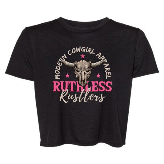 Ruthless Rustlers Modern Cowgirl - Flowy Crop Tee