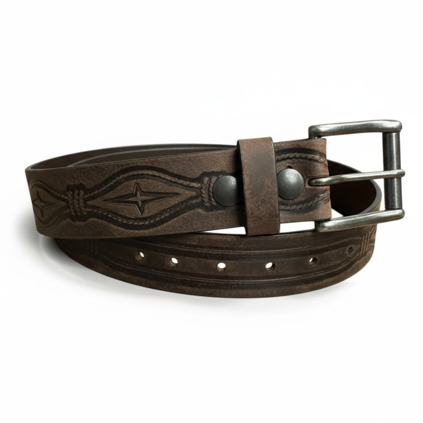 Ruthless Rustlers Barbed Wire Belt | Embossed Brown