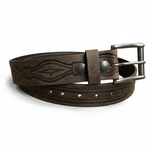 Ruthless Rustlers Barbed Wire Belt | Embossed Brown