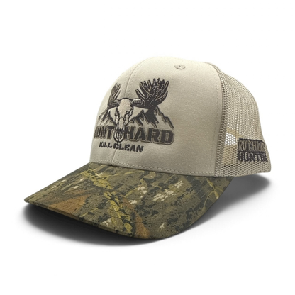 HUNT HARD TRUCKER CAP | Beige/Wood Camo
