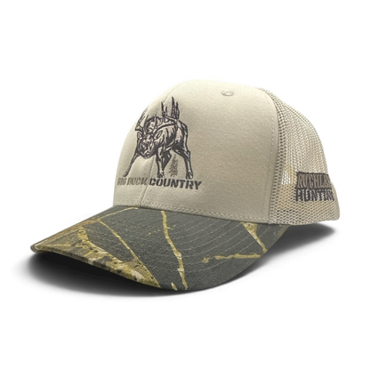 BIG BUCK COUNTRY TRUCKER CAP | Beige/Wood Camo