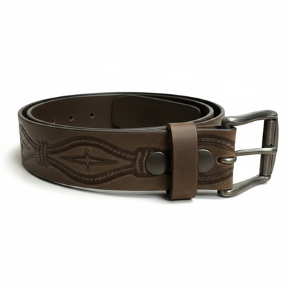 Ruthless Rustlers Barbed Wire Belt | Embossed Brown