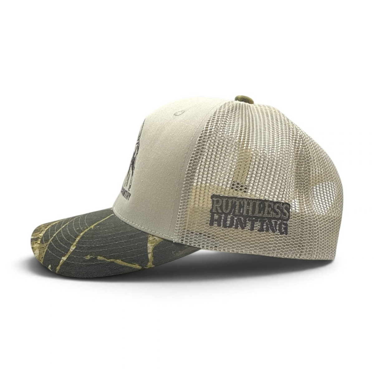 BIG BUCK COUNTRY TRUCKER CAP | Beige/Wood Camo