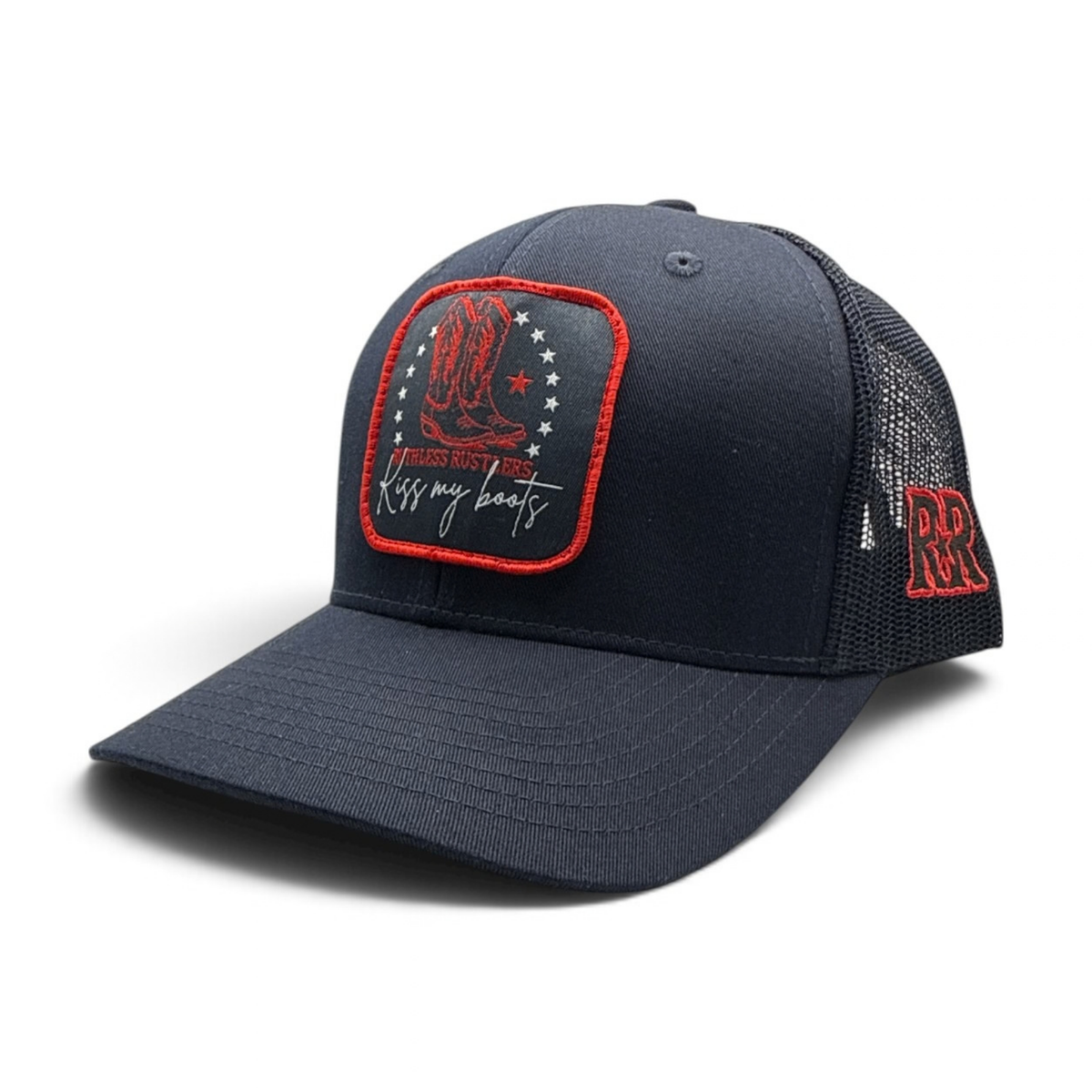 KISS MY BOOTS TRUCKER CAP | Storm Blue